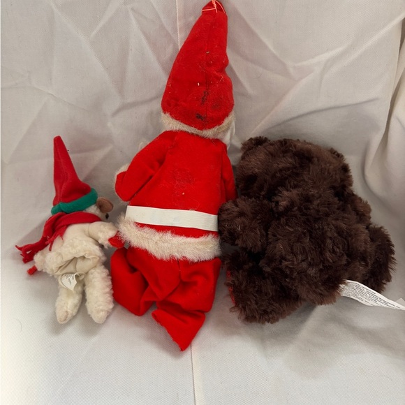 Lot/3 Vintage Christmas Santa Rubber Face Doll plus Brown Bear and Sheep… - Picture 5 of 16